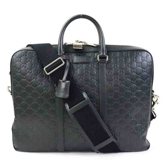 Gucci Other - Gucci Embossed Black Leather Briefcase